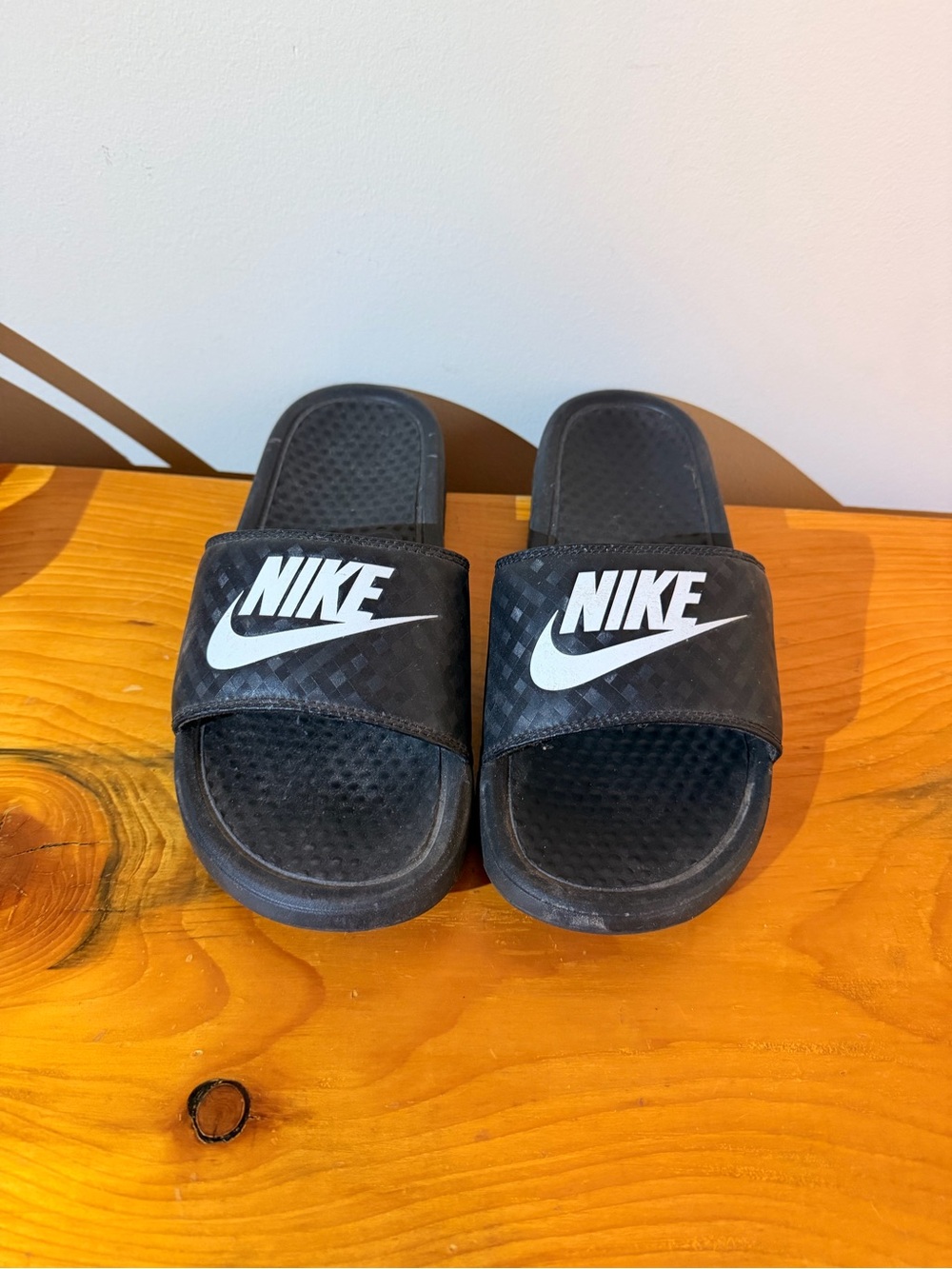 Nike Black Slide Sandals with White Logo